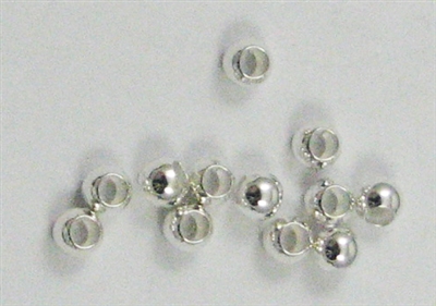 Silver Plated 6mm Big Hole Beads 25pc
