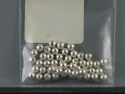 Silver Plated 4mm Round Beads 50pc