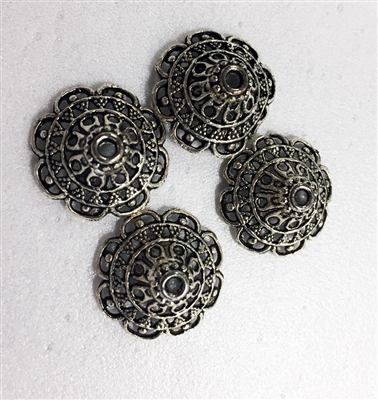 Antique Silver 18mm Lampshade Beadcap - 4 pieces