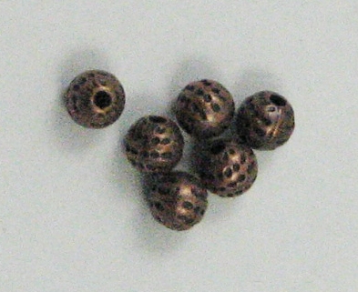 Antique Copper 6mm Round Textured Beads 12pc