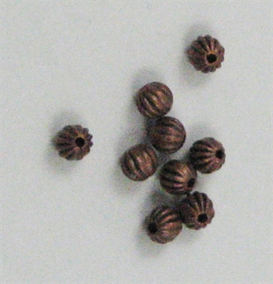 Antique Copper 4mm Striped Bead 30pc