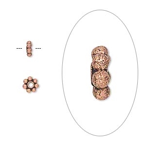 Antique Copper 5mm Beaded Rondelle 10pc