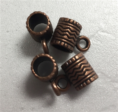 Antique Copper 8mm Bail With Ring - 4 pieces