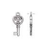 Antique Silver Plated 18x9mm Key Charm, 2pc