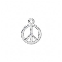 Silver Plated 14mm Peace Sign Charms, 2pc
