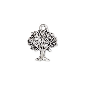 Silver Plated Tree Charms, 18x16mm, 2pc