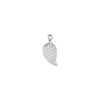 Silver Plated Leaf Charms, 12x6mm, 2pc