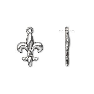 Silver Plated Fleur de lis Charms, 15x12mm, 2pc