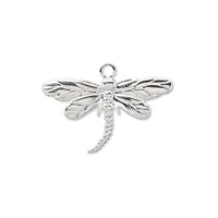 Silver Plated Dragonfly Charms, 18x12mm, 2pc