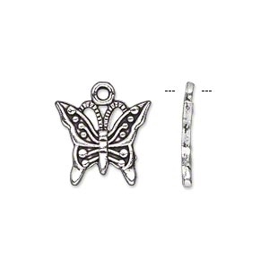 Silver Plated Butterfly Charms, 2pc