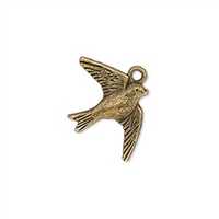 Antique Brass Plated Bird Charm, 2pc