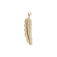 Gold Plated Feather Charms, 2pc