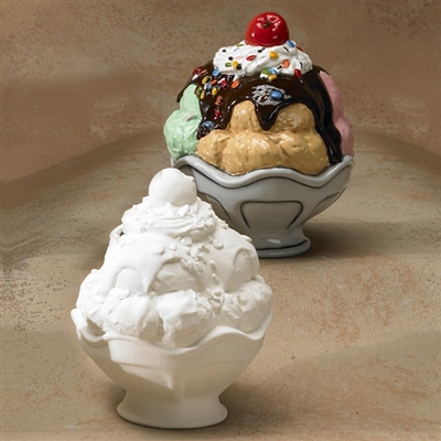 Bisque Sundae Bank (Unpainted, ready for glaze)
