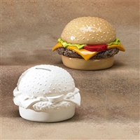 Bisque Burger Bank (Unpainted, ready for glaze)