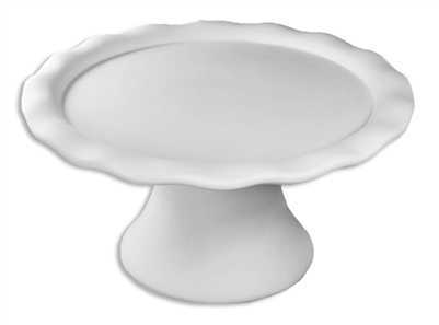 Bisque Ruffled Cake Stand (Unpainted, ready for glaze)