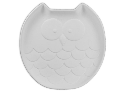 Bisque Owl Dish (Unpainted, ready for glaze)