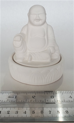 Bisque Buddha Box (Unpainted, ready for glaze)