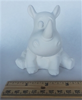 Bisque Sitting Rhino (Unpainted, ready for glaze)