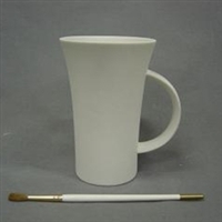 Bisque Tall Flare Mug with C Handle (Unpainted, ready for glaze)