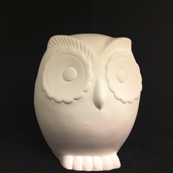 Bisque Owl Bankable (Unpainted, ready for glaze)
