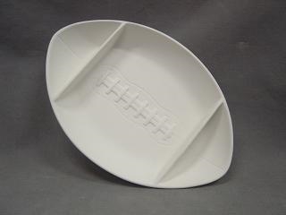 Bisque Football Chip and Dip (Unpainted, ready for glaze)