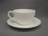 Bisque Retro Latee Cup & Saucer (Unpainted, ready for glaze)