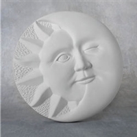 Bisque Sun/Moon Plaque (Unpainted, ready for glaze)