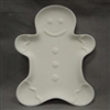Bisque Gingerbread Man Platter (Unpainted, ready for glaze)