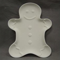 Bisque Gingerbread Man Platter (Unpainted, ready for glaze)