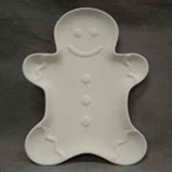 Bisque Gingerbread Man Platter (Unpainted, ready for glaze)