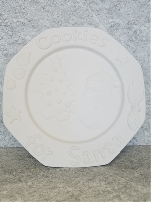 Bisque Cookies for Santa Plate (Unpainted, ready for glaze)