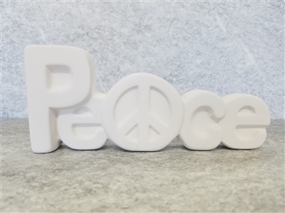 Bisque Peace Block Letters (Unpainted, ready for glaze)