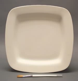 Bisque Square Platter 14" (Unpainted, ready for glaze)