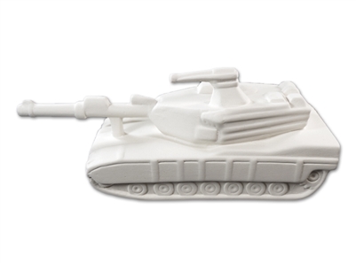 Bisque Sherman Tank (Unpainted, ready for glaze)