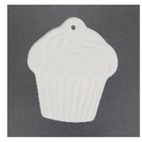 Bisque Cupcake Ornament (Unpainted, ready for glaze)