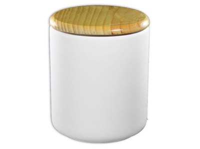 Bisque Canister with wood lid (Unpainted, ready for glaze)