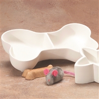 Bisque Dog Bone Bowl (Unpainted, ready for glaze)