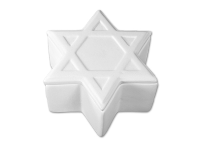 Bisque Star of David Box (Unpainted, ready for glaze)