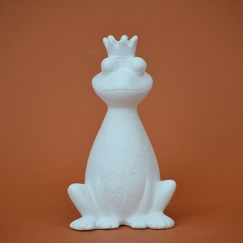 Bisque Prince Charming Frog Bank (Unpainted, ready for glaze)