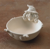 Bisque Witch Bowl (Unpainted, ready for glaze)
