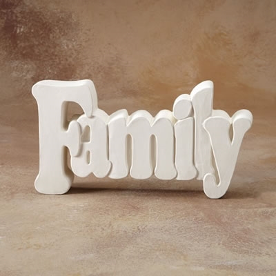 Bisque Family Word Plaque (Unpainted, ready for glaze)