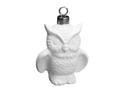 Bisque Owl Ornament 3d (Unpainted, ready for glaze)