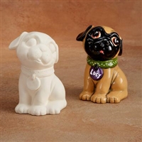 Bisque Pug Party Animal (Unpainted, ready for glaze)