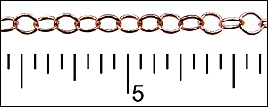 Bright Copper Fine Round Link Chain, 1ft