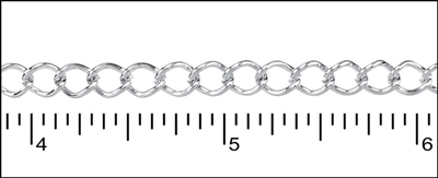 Rhodium Plated Open Curb Chain, 1ft