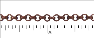 Antique Copper 3mm Rolo Chain, 1ft