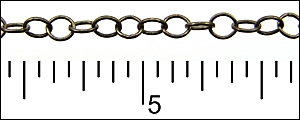 Antique Brass Fine Round Link Chain, 1ft