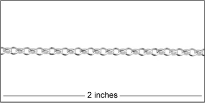 .925 Sterling Silver 2mm Rolo Chain 1ft