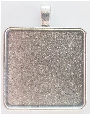 Silver Plated  1.125in/30mm Square Bezel - 1pc