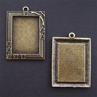 Antique Brass Rectangle Frame 36 x 45mm Bezel - 5pc